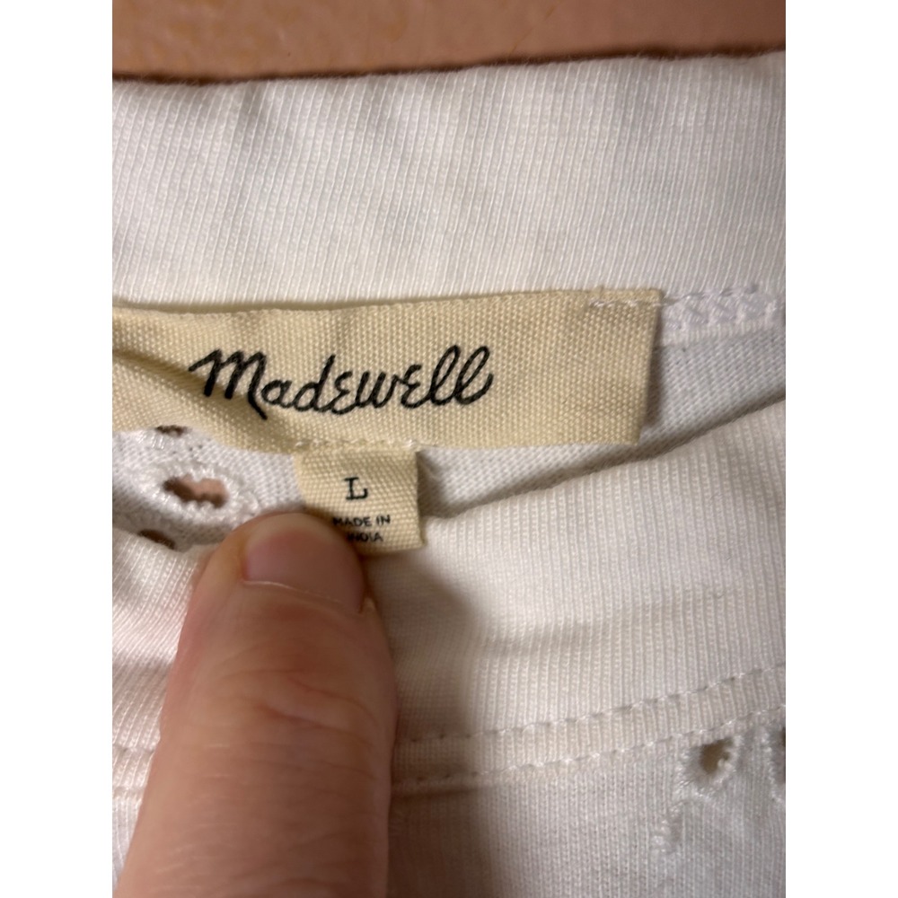 Madewell Embroidered Wide Sleeve Boxy Tee Large White Floral Sunburst Boho 2025 - Picture 6 of 8